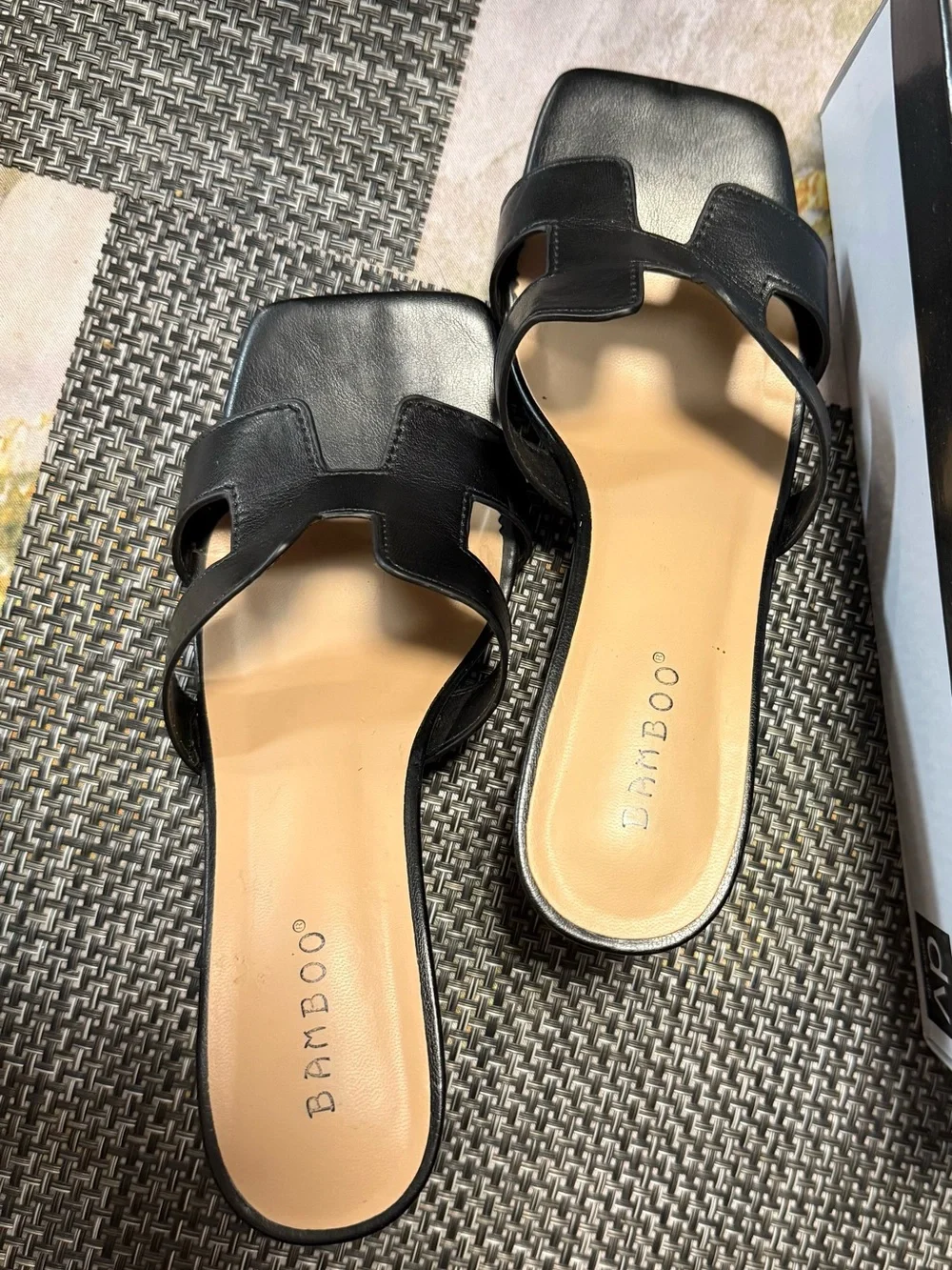 BAMBOO Black Cutout Mule Heels